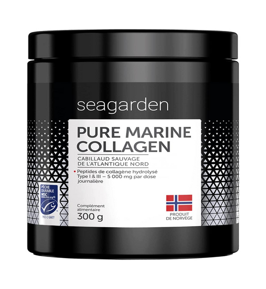 Seagarden Pure Marine Collagen Powder (Type I and III) | Collagen Peptide for Joints, Bones, Muscles, Skin | Powerful Pre Workout Booster | Unflavored | 300g | 2 months