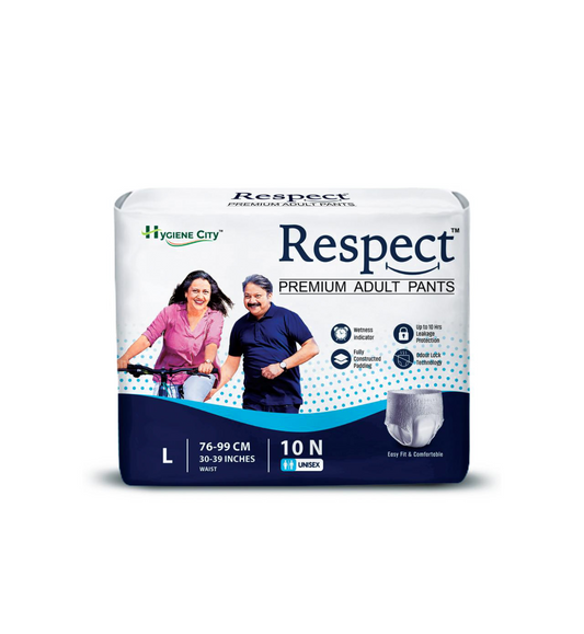 Respect Premium Incontinence Pants for Women and Men, Leakage Protection, Adult Nappies, Odor Control, Large,10 Count