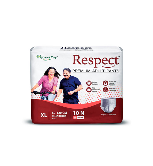 Respect Premium Incontinence Pants for Women and Men, Leakage Protection, Adult Nappies, Odor Control, XL,10 Count