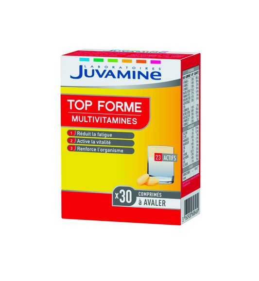 JUVAMINE - Top Forme Multivitamins - Helps Reduce Fatigue - Supports Immunity - 30 Tablets to Swallow - French Made