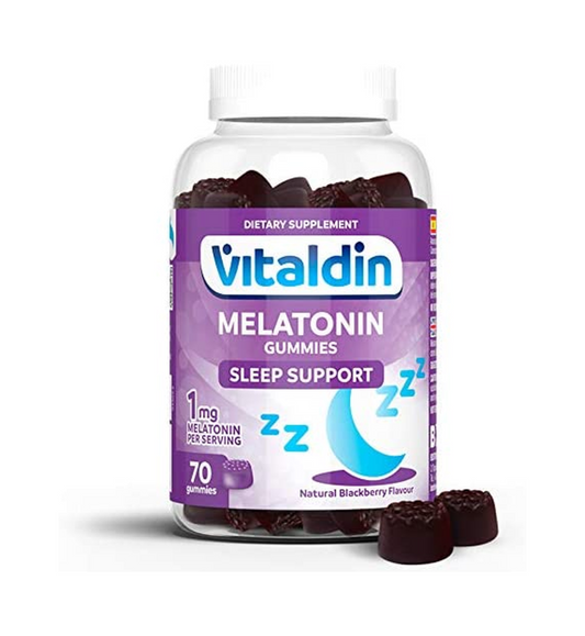 VITALDIN Melatonin Gummies - 1 mg per dose - 70 gummies (for 2 months); Blackberry Flavor – Helps Improve Sleep Quality – Gluten Free