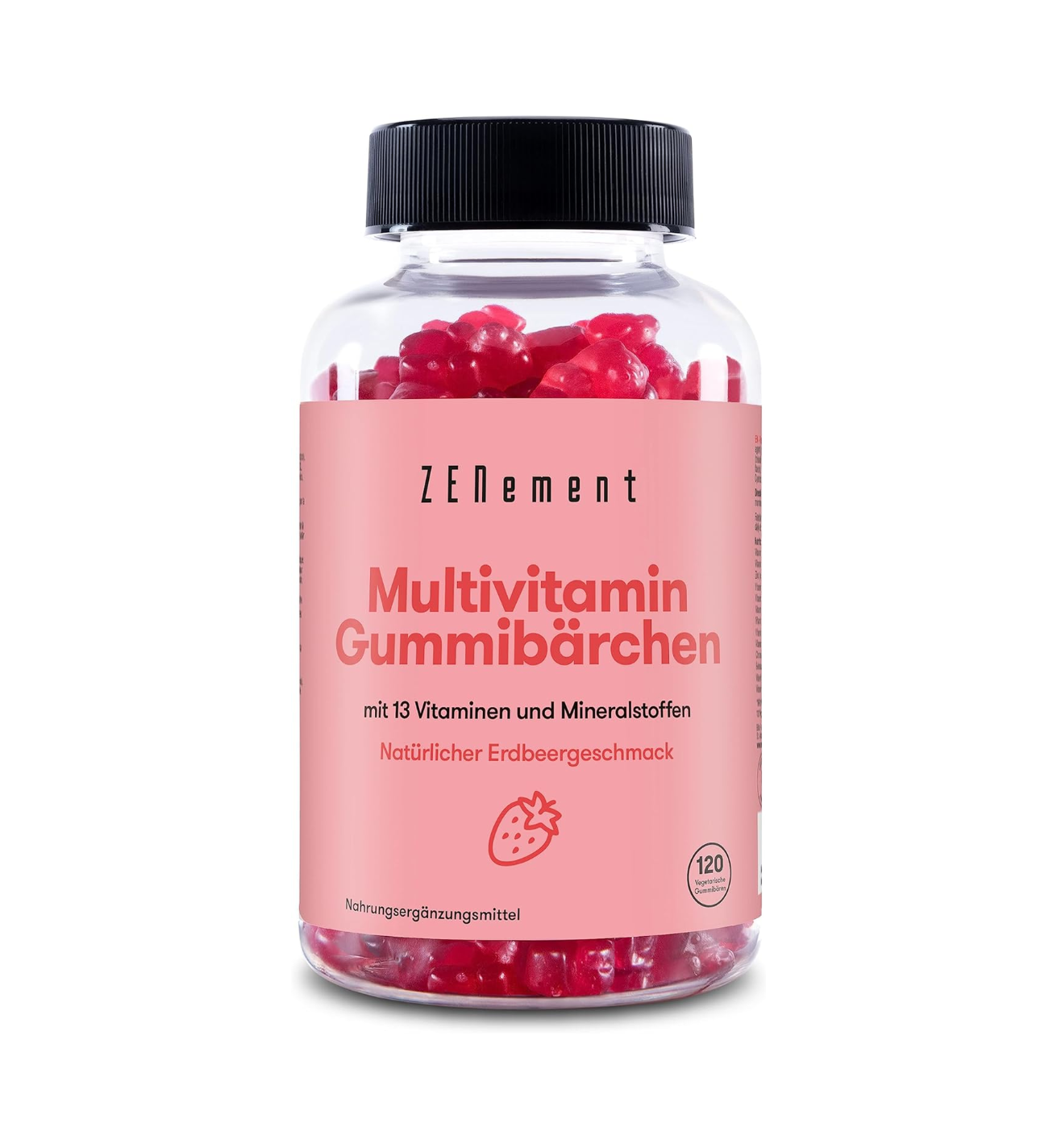 Multivitamin Gummy Bears for Children, Pack of 120 | Gummies with 13 Vitamins and Minerals (Vitamin C, D3, Biotin, Folic Acid, Zinc & More) | With Strawberry Flavour | Zenement