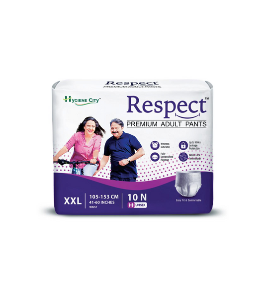 Respect Premium Incontinence Pants for Women and Men, Leakage Protection, Adult Nappies, Odor Control, XXL,10 Count