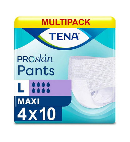 Tena Absorbent Underwear for Incontinence Case Saver 4 X  Nappies Maxi - Large (100-135Cm / 40-53In) Pack of 10