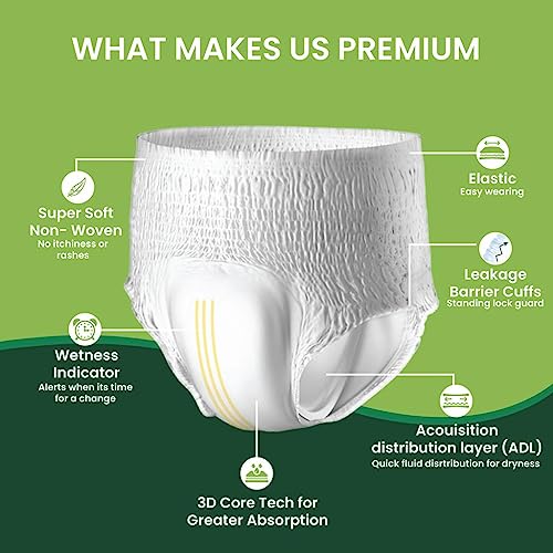 Respect Premium Incontinence Pants for Women and Men Leakage Protection, Adult Nappies, Odor Control, Medium,10 Count