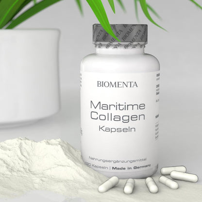 BIOMENTA Maritime Collagen Kapseln - Mit Kollagenpeptiden, Auster Extrakt, Hyaluronsäure Und Caviar Extrakt - 120 Collagen Kapseln