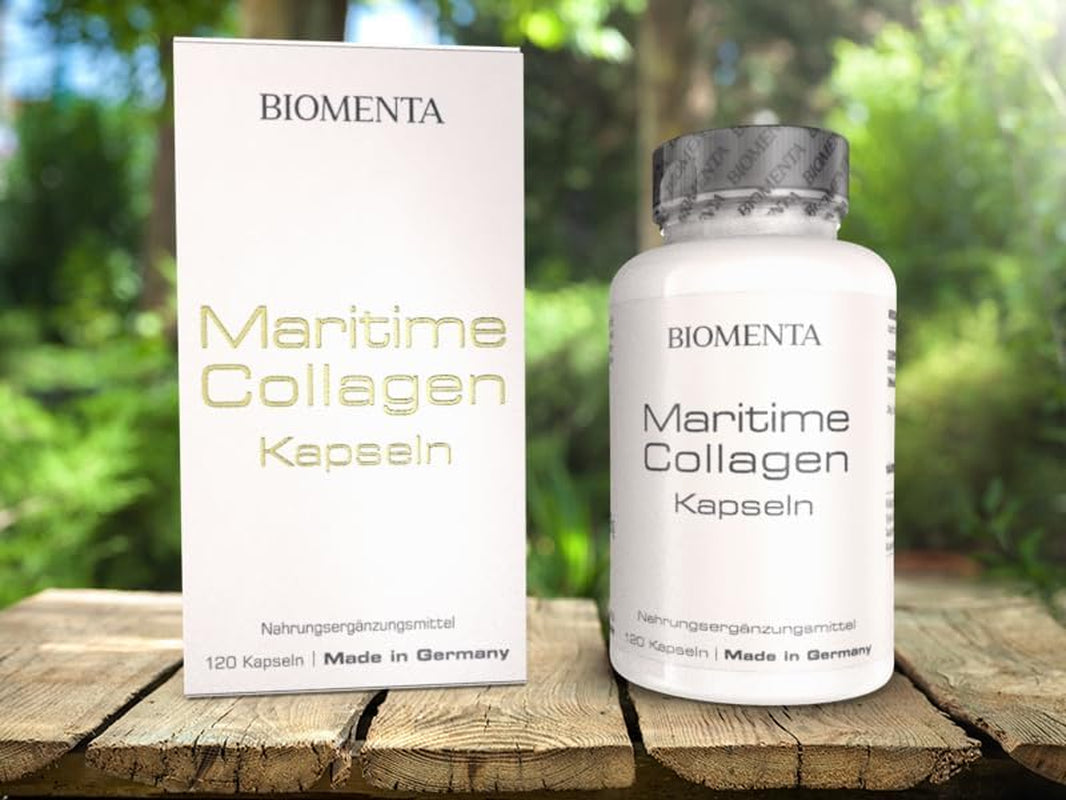 BIOMENTA Maritime Collagen Kapseln - Mit Kollagenpeptiden, Auster Extrakt, Hyaluronsäure Und Caviar Extrakt - 120 Collagen Kapseln