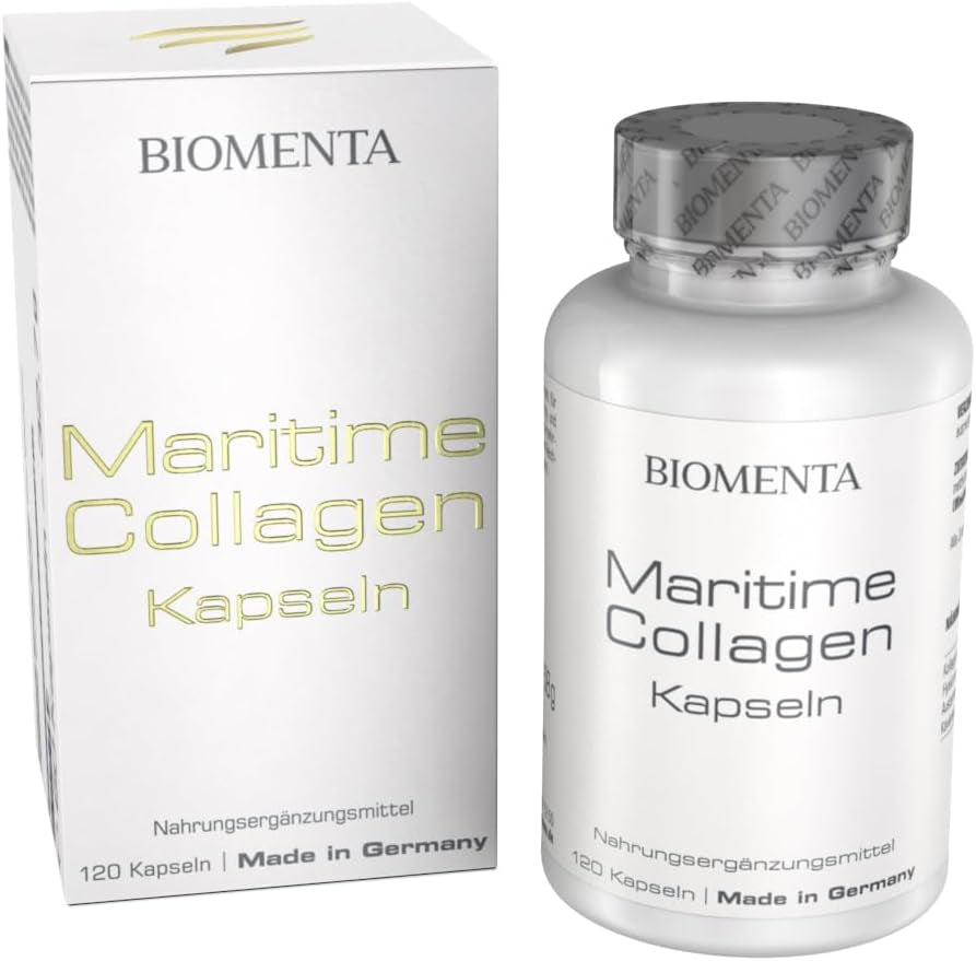 BIOMENTA Maritime Collagen Kapseln - Mit Kollagenpeptiden, Auster Extrakt, Hyaluronsäure Und Caviar Extrakt - 120 Collagen Kapseln